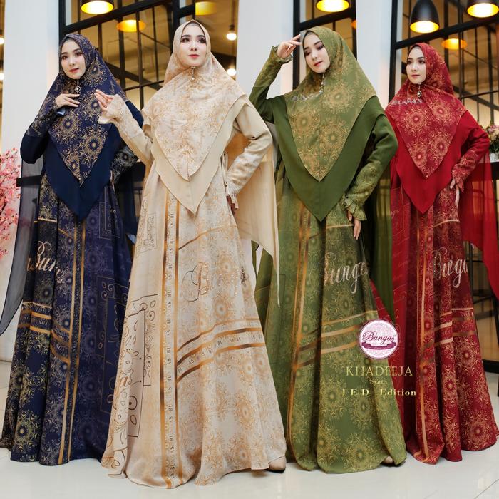 GAMIS SYARI MOTIF SET KHIMAR PREMIUM BUNGAS ORI. BAJU MUSLIM. HANTARAN