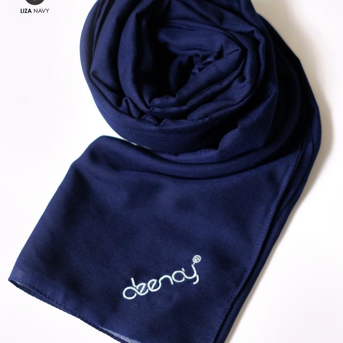 HIJAB DEENAY LIZA BIRU DONGKER/NAVY POLOS ORIGINAL PIN BORDIR ORIGINAL