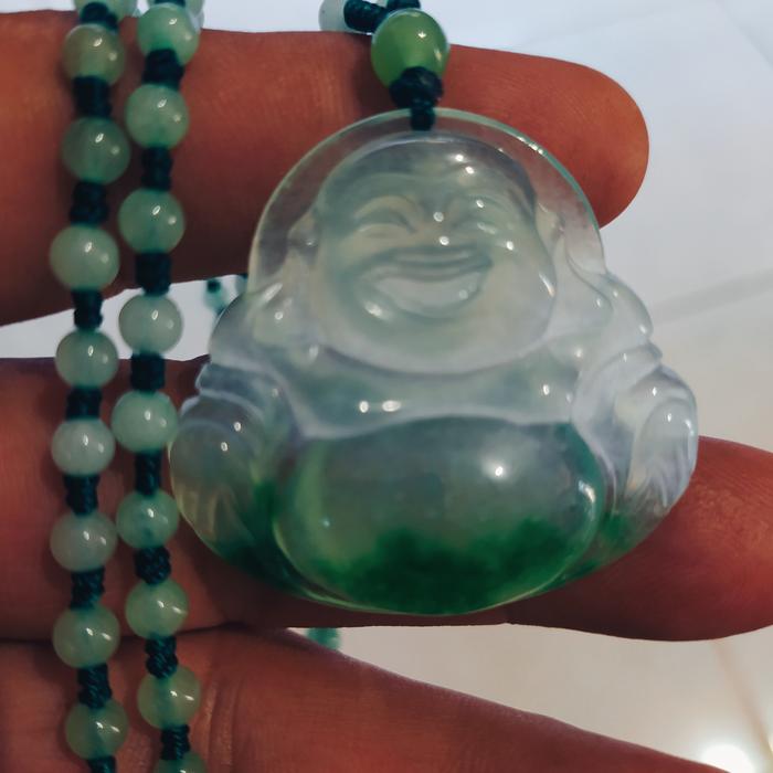 Liontin Maitreya Giok Es / Fei Cui Myanmar Burma Jadeite Sertifikat