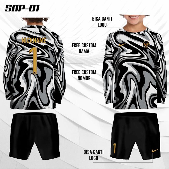 jersey kiper setelan anak lengan panjang
