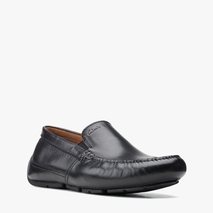 Clarks Markman Plain Sepatu Slip On Pria Original Leather-Black