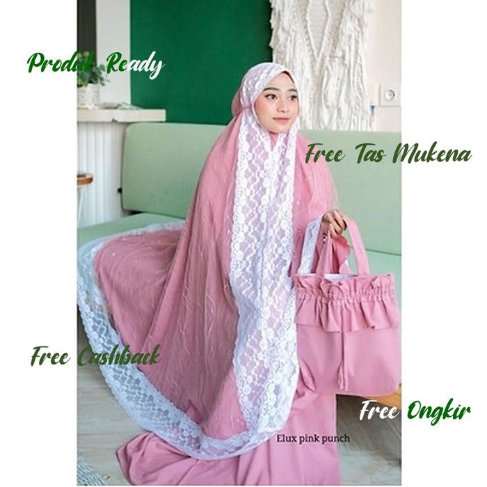 Mukena Dalanova Elux Eiffel Luxury Dewasa Jumbo Original Kain Renda Brokat Cantik Mewah Mukena Putih