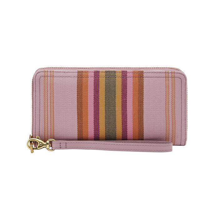Dompet Wanita Branded FSL Logan RFID Zip Around Clutch - Bright Stripe