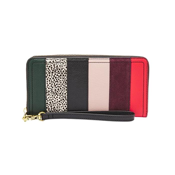 Dompet Wanita Branded FSL Logan RFID Zip Around Clutch - Black Patchwork