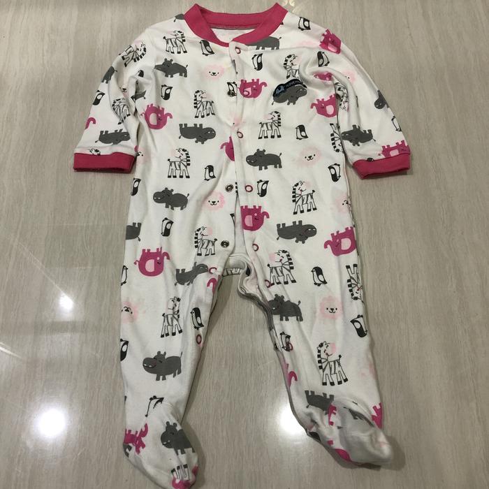Preloved CARTERS Baby Girl Sleepsuit Pink Animal sz 3-6 mos
