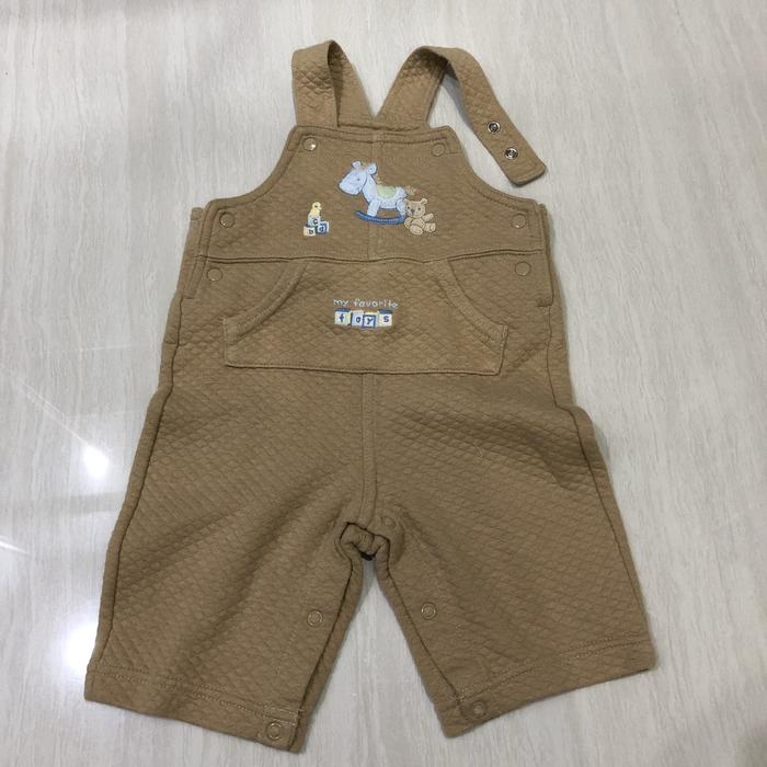 Preloved CARTERS Baby Boy Overall Brown Baju Kodok Newborn 0-3 mos
