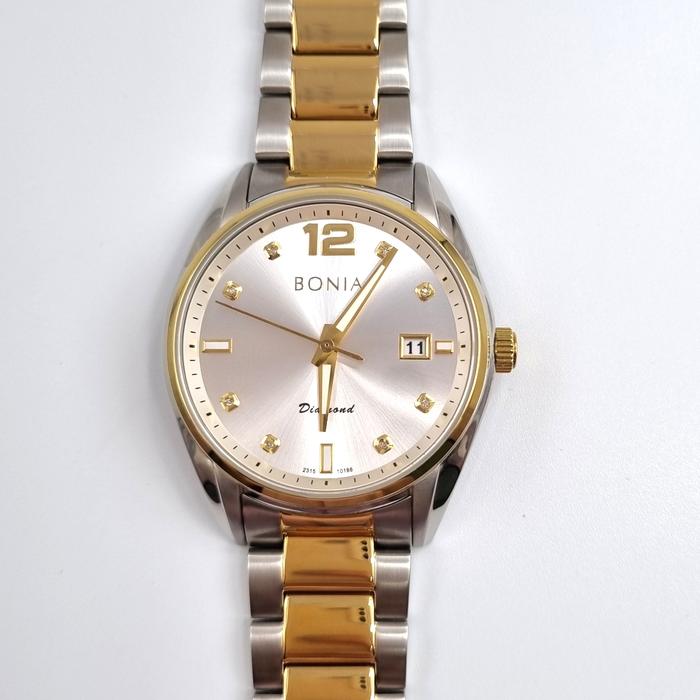 SALE! Bonia BNB10186 Diamond Silver Dial Dual Tone Men's Watch