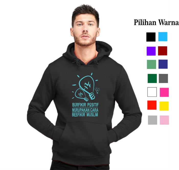 Jaket DISTRO Hoodie Jumper CUSTOM | SABLON | 7D | BERPIKIR POSITIF