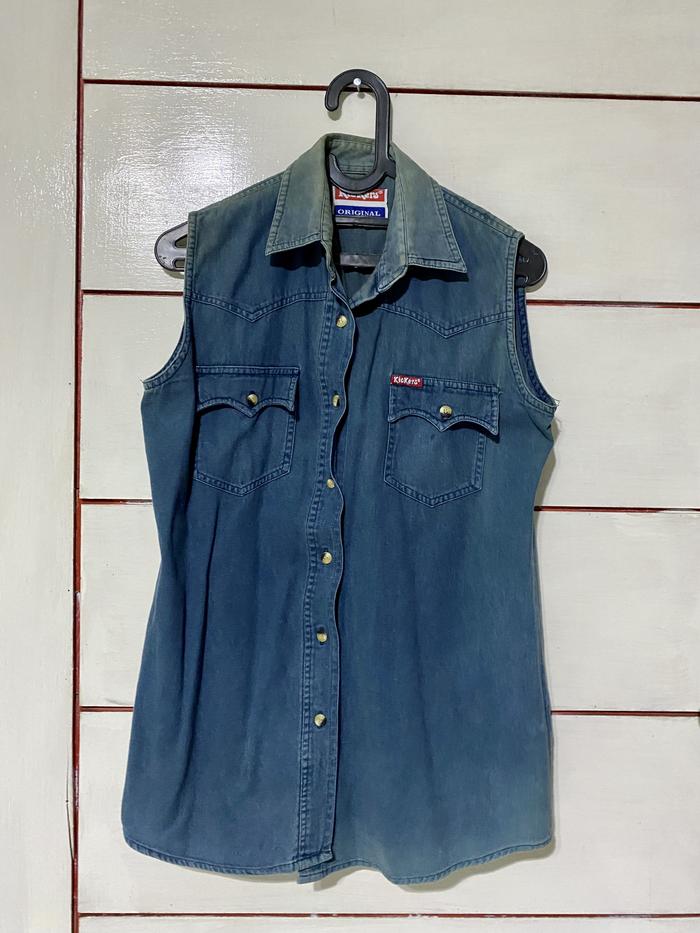 Kemeja Denim Lengan Buntung Kickers Original (Preloved)