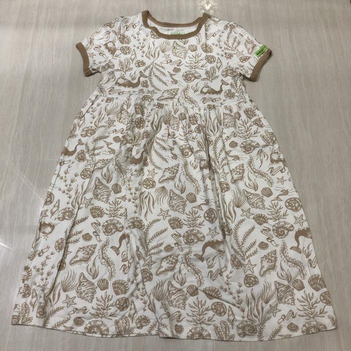 Preloved HAMAKO Girl Dress Seashell Beige Tencel sz 7-8Y