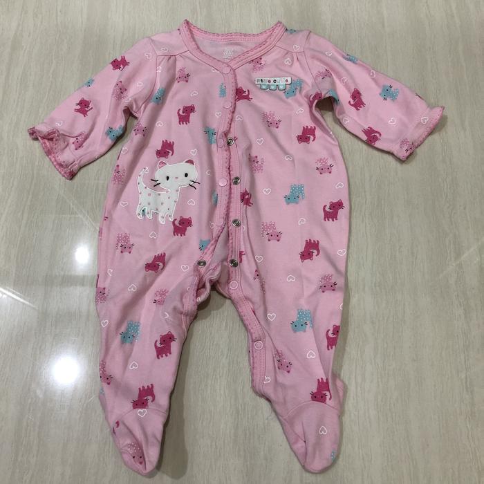 Preloved CARTERS Baby Girl Sleepsuit Jumper Kitty Pink sz 3 mos