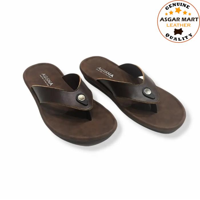 Sandal Pria Agisna Jepit Simpel Klasik Kulit Sapi Asli Garut