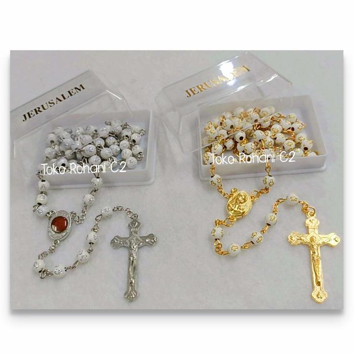 Rosario Jerusalem Gambar Salib Silver/Gold 6mm - Rosario Jerusalem