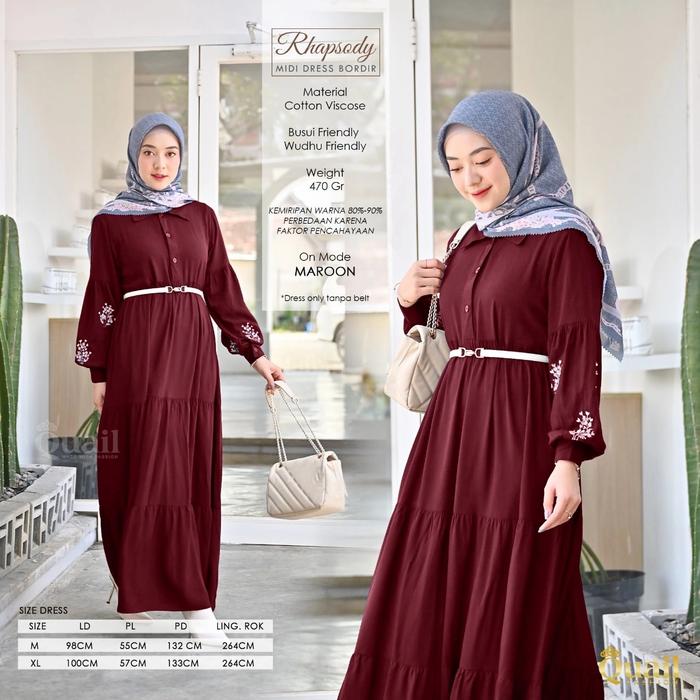 RAPSHODY MIDI DRESS GAMIS Busui & Wudhu Frinedly by Quail Hijab