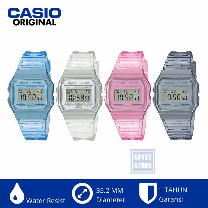 Casio Original F-91ws Series F91w F91ws Jam Tangan Strap Jelly Unisex