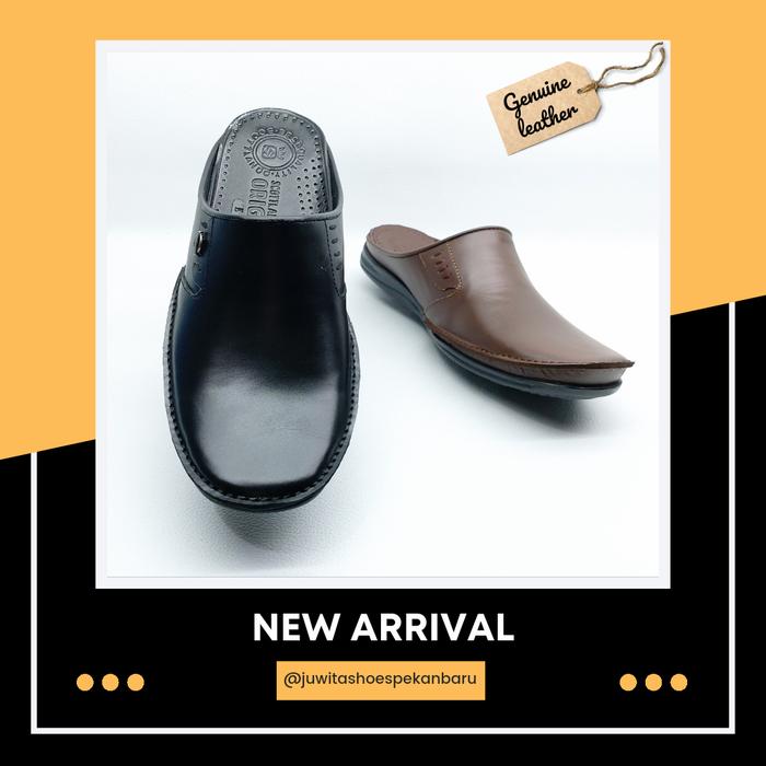 Sepatu sandal kulit cowok pria bustong merk Scotlando
