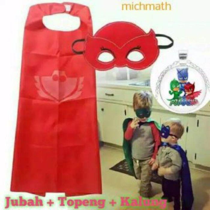 PJ Mask Jubah Topeng Kalung gekko owlette catboy pj masks impor mainan anak kostum disney toys pedan