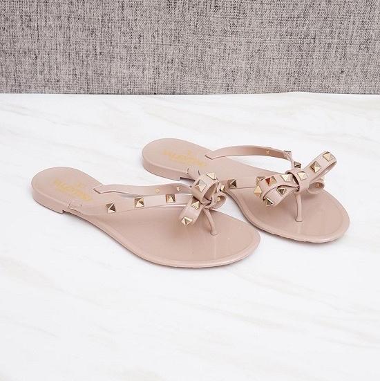 Preloved Valentino Rockstud Jelly Sandal (Thong) in Nude Poudre 36