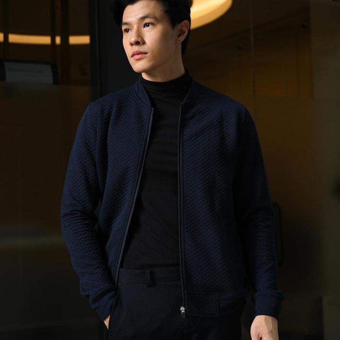 Jaket Comfy Navy Jacket Bomber Ottoman Katun Pria Jaket Male Comfy