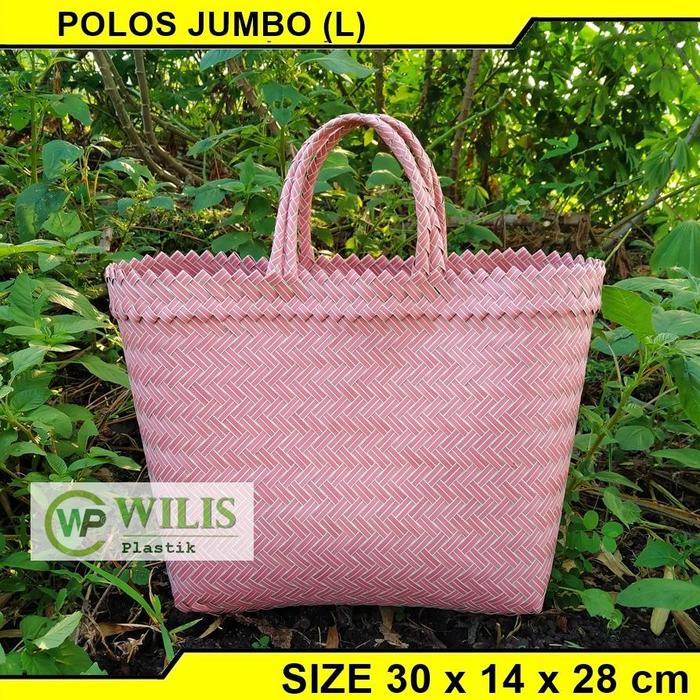 ReadyStok!! Tas Anyaman Plastik Polos Jumbo (L) untuk Hampers Parcel