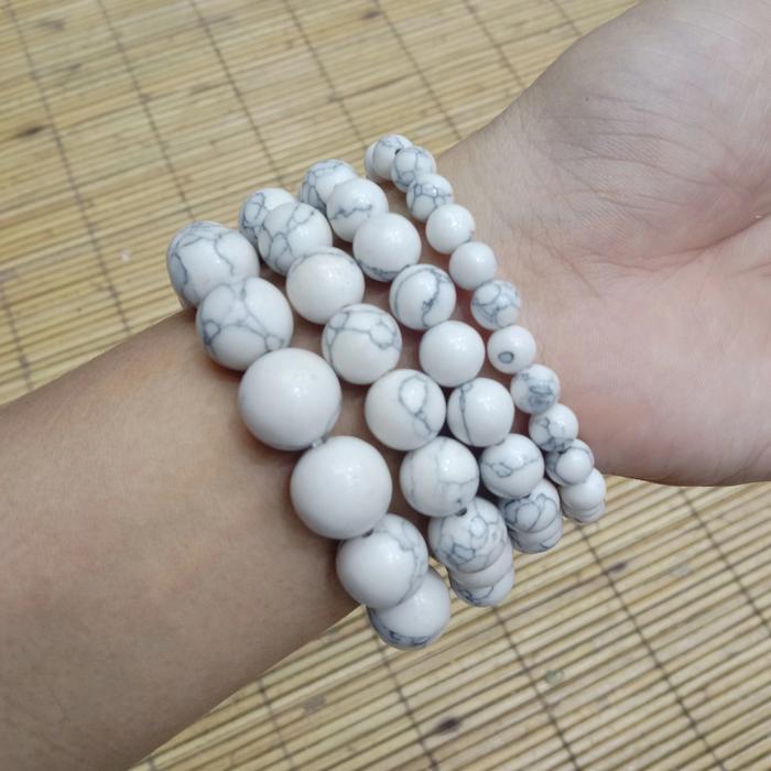 Gelang Pirus Putih (Howlite) 12mm 10mm 8mm 6mm