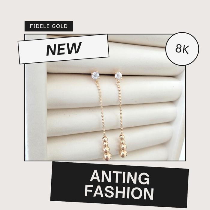 Anting Bola-Bola Panjang Cantik Emas ASLI 375