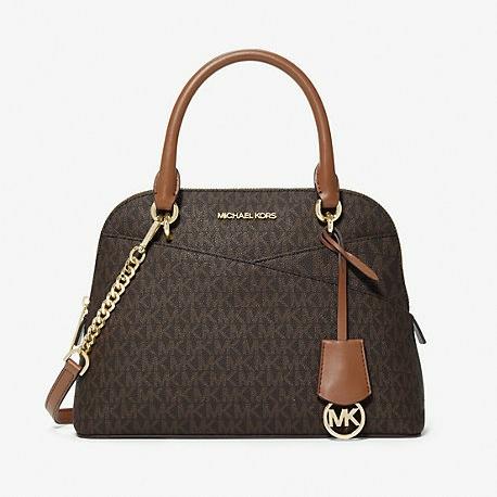 Michael Kors Signature Jet Set Travel Medium Dome Xcross Satchel Brown
