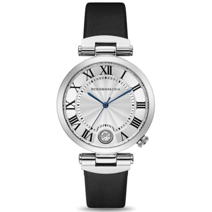 BCBGMAXAZRIA BG50825001 WHITE DIAL BLACK LEATHER LADIES WATCH