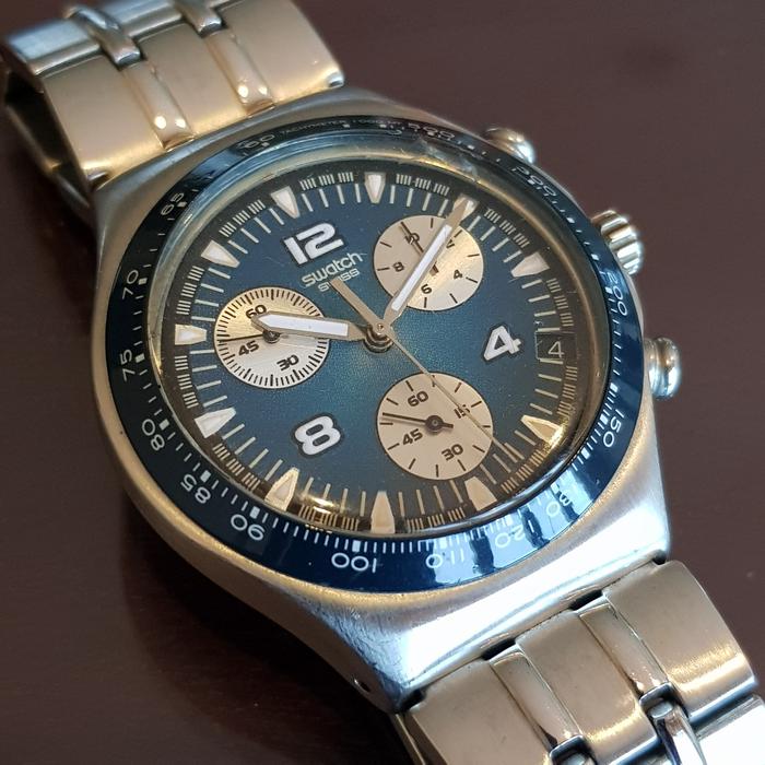 Jam Tangan Swatch Irony Chrono - Men Stainless Steel Quartz Watch