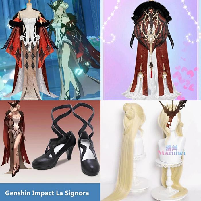 READY La Signora Costume wig shoes Cosplay Genshin