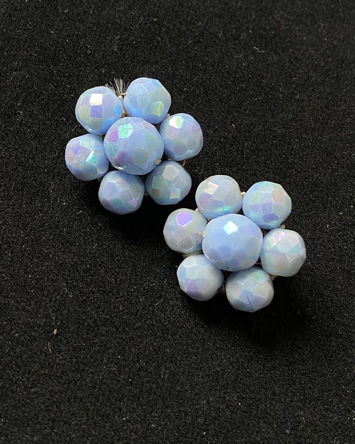 Vintage West Germany Blue Beads Earrings
