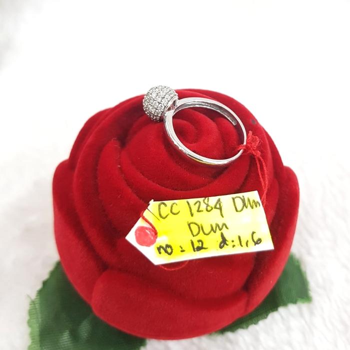 CC1284DLM cincin bola permata emas putih asli 6K White Gold No.12 UBS