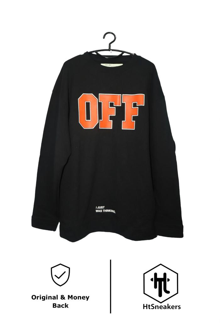 Off White "OFF" Black Orange Crewneck 100% Original