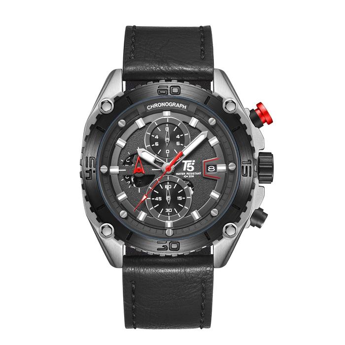 Jam Tangan Pria Original T5 H 3879G Black Silver