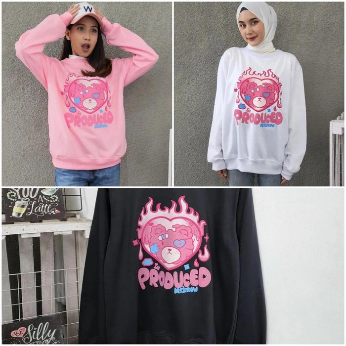 broken sweater wanita/sweater pinky/white sweater/pinky heart outer