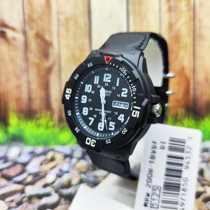 Casio Analog Jam Tangan Pria Canvas Hitam MRW-200HB-1B Original