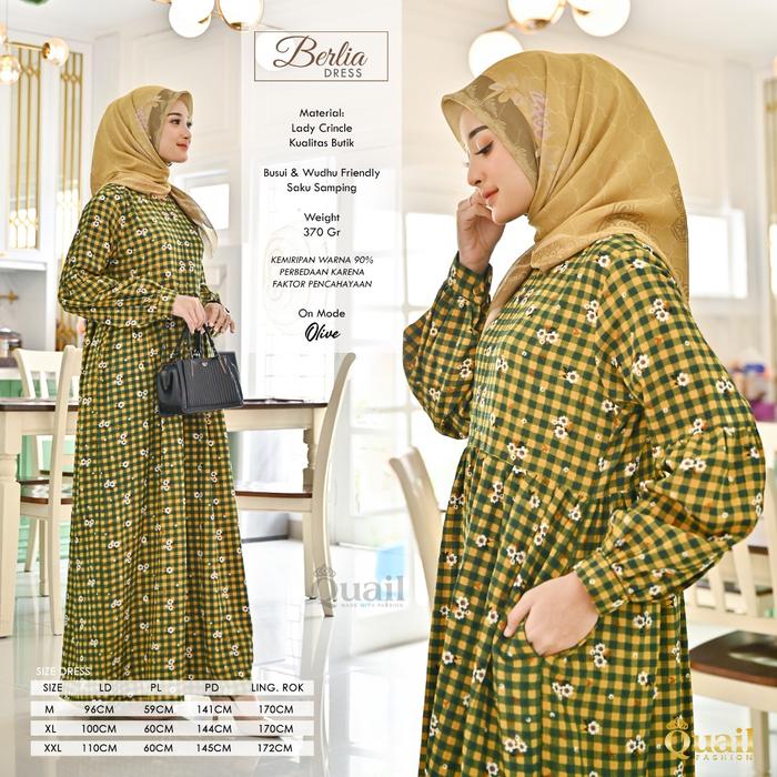 BERLIA DRESS Gamis Lady Crincle Busui & Wudhu Friendly by Quail Hijab