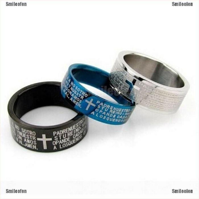 Cincin Titanium Salib Pria Wanita couple Doa Kristen Katolik Injil
