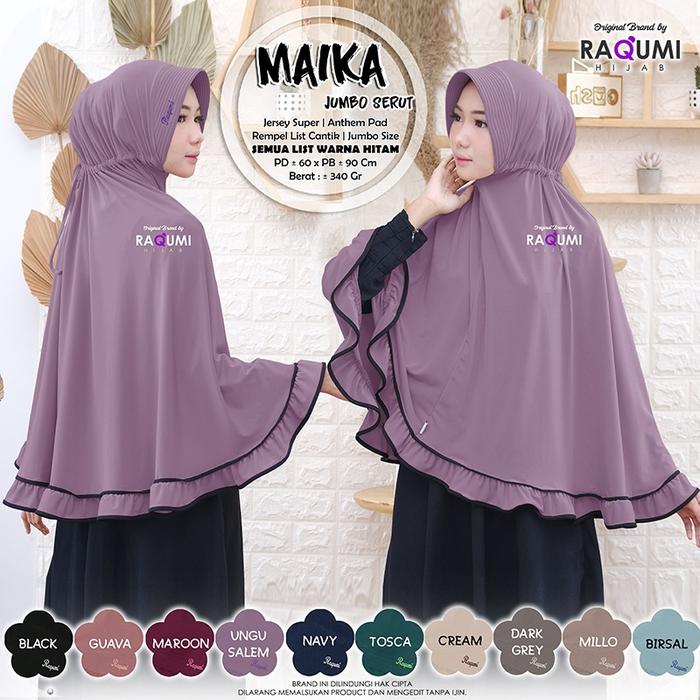 jilbab instan bergo maika jumbo serut jersey super rempel ori raqumi