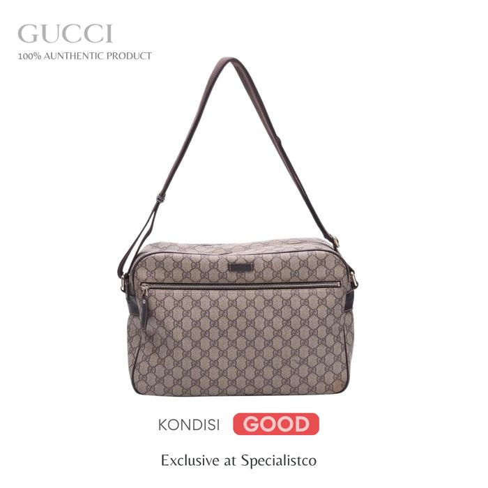 Tas Selempang Gucci Preloved Ori GG Zip Brown Messenger Bag