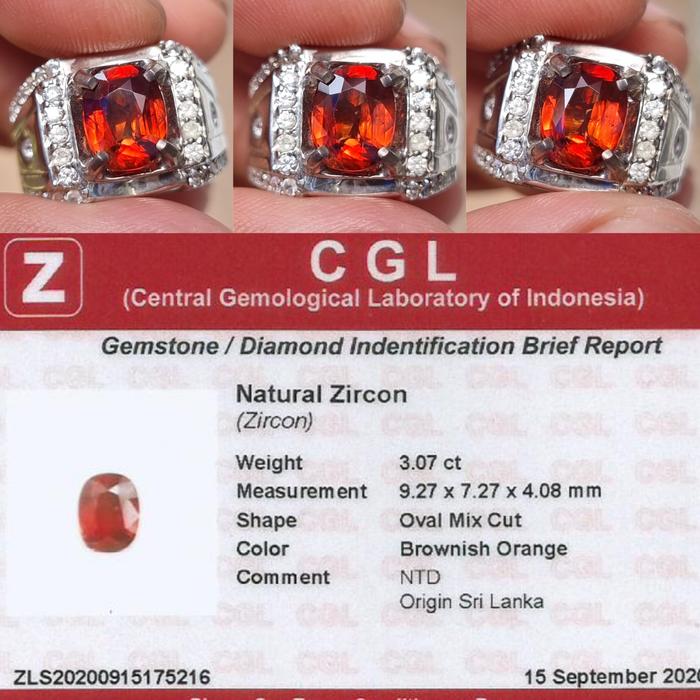 Natural HQ Batu Brownish Orange Zircon Sri Lanka Ceylon 3.07 cts