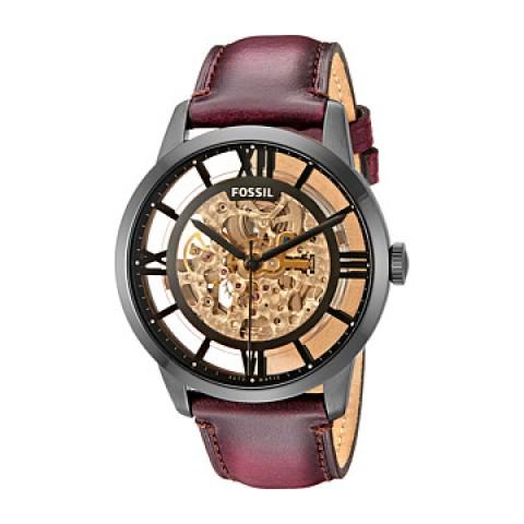 ME3098 Townsman Brown Skeleton Dial Dark Brown Leather Strap Watch