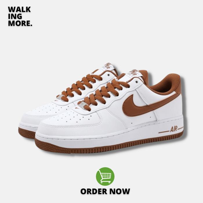 BEST DEAL NIKE AIR FORCE 1 WHITE BROWN ORIGINAL RESMI STORE