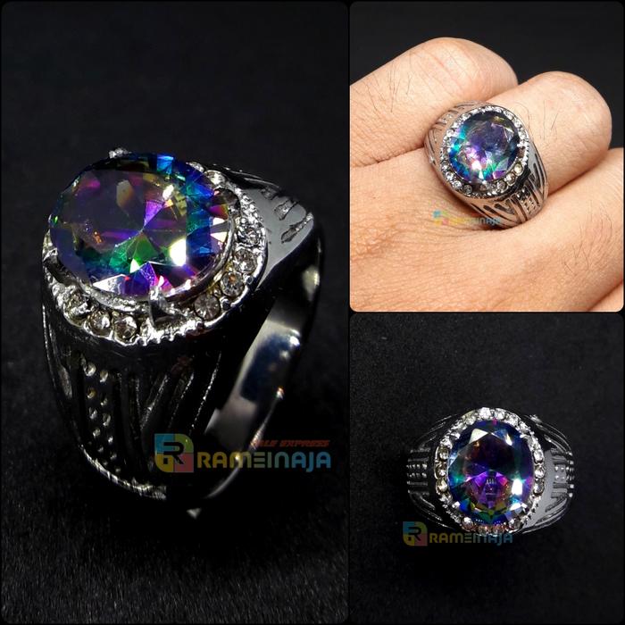 Cincin Pria Batu Mystic Quartz Original