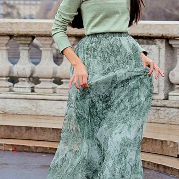 benang jarum x mmehuillet el mar minorca flowy skirt green size s