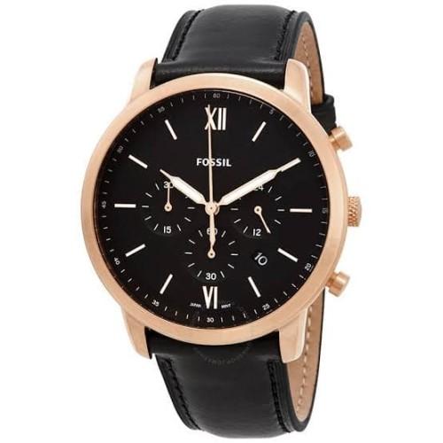 FS5381 Chronograph Men Black Dial Black Leather Strap