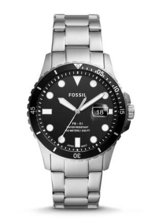 FS5652 FB-01 Mens Black Dial Stainless Steel Strap