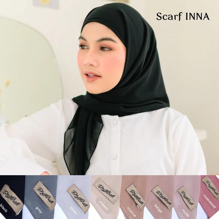 Scarf INNA by Dzakirah Jilbab Hijab Kerudung Segiempat Instant Polos Bahan Ceruty Babydoll Variasi I
