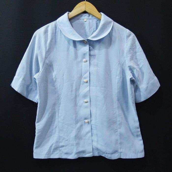 DL098 SIZE L KEMEJA WANITA BABY BLUE IMPORT SECOND PRELOVED BEKAS