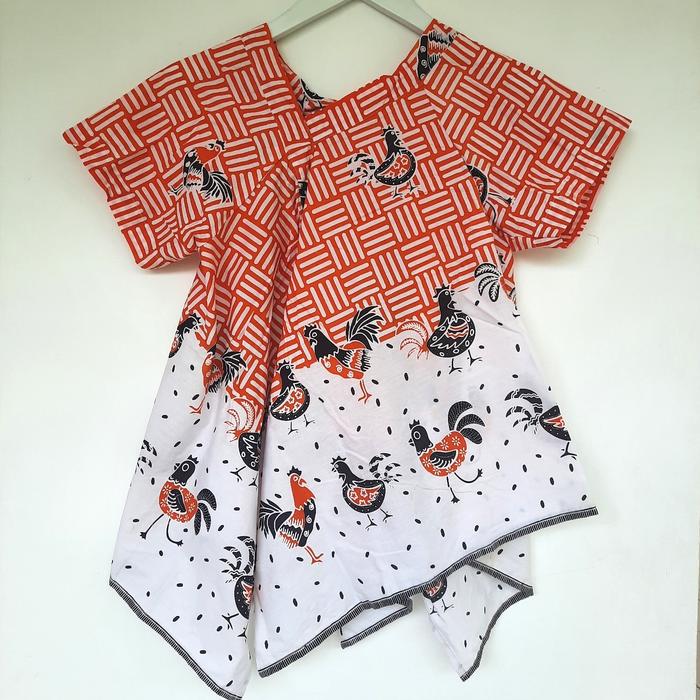 blouse atasan wanita modern ayam oranye beda butik solo kremes
